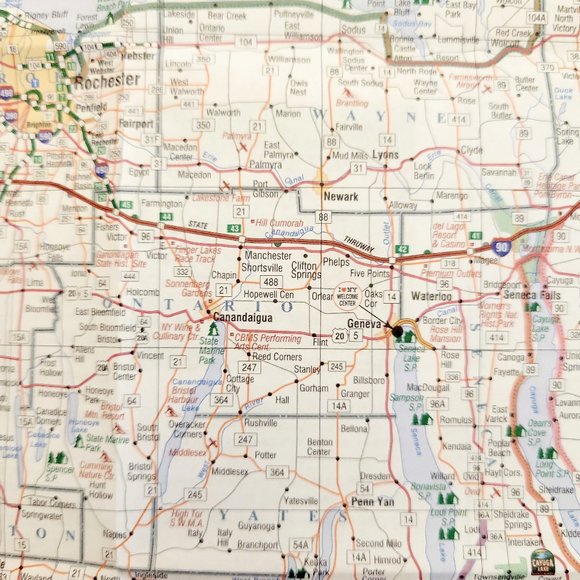 I Love New York State Complete Full Road Map Highways, Routes, Roads 26"x36'' - Picture 4 of 8